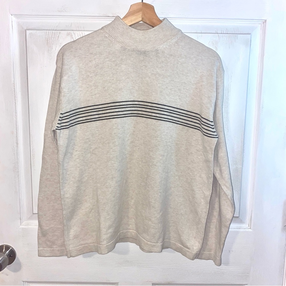 Cherokee Women’s Beige Sweater w/ Green Stripes - SIZE SMALL Vintage 90’s
